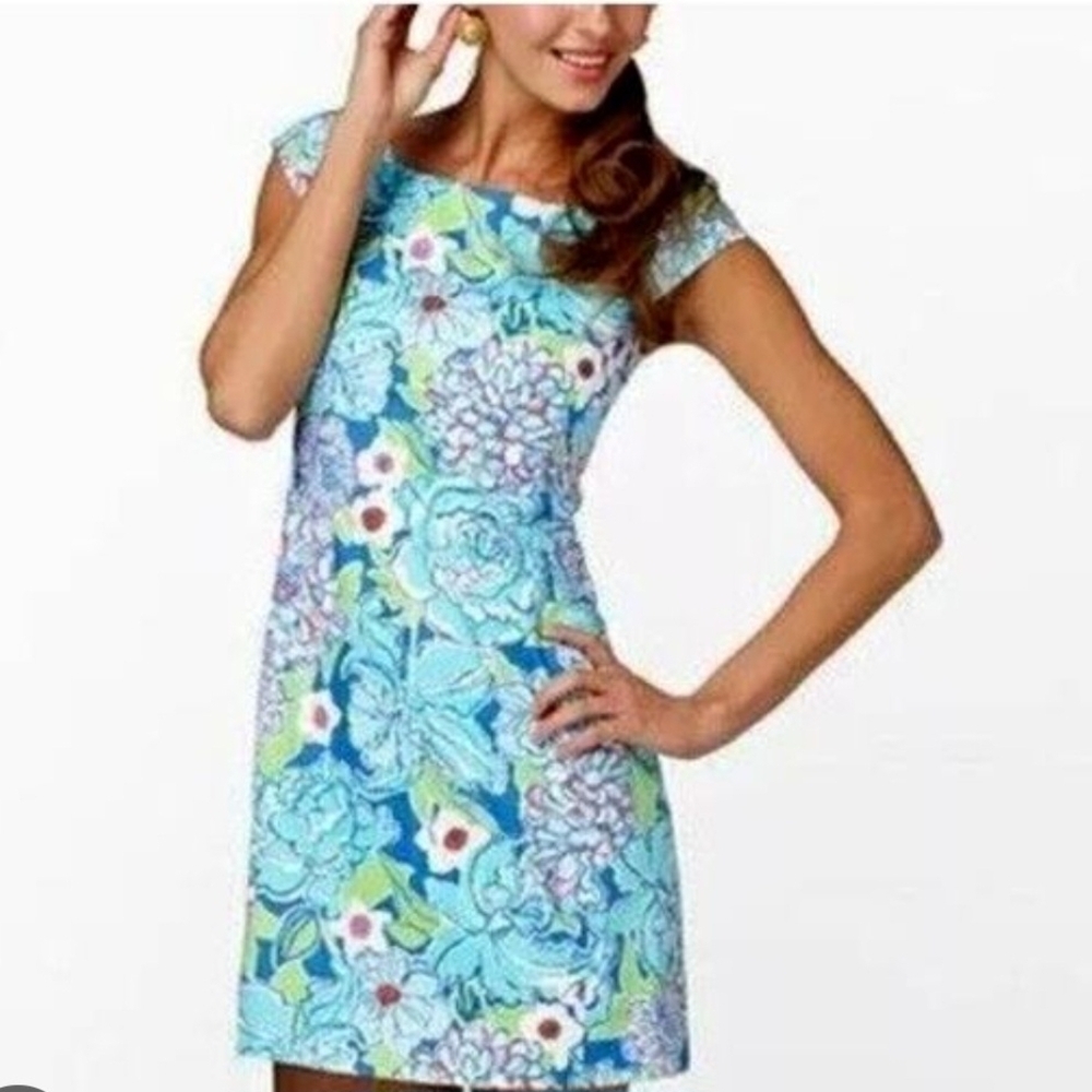 Lilly Pulitzer Blue Floral Mini Dress Med 1423